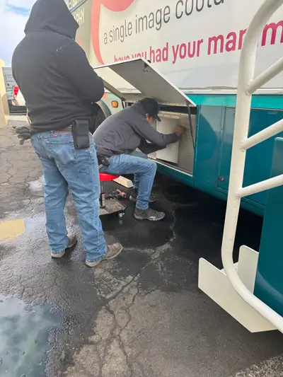 Portfolio image of SEER HVAC replacement work done for an AC unit on a mobile business in Tucson, Arizona.